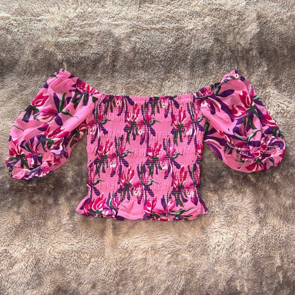 Pink Floral Off-Shoulder Blouse 🌺